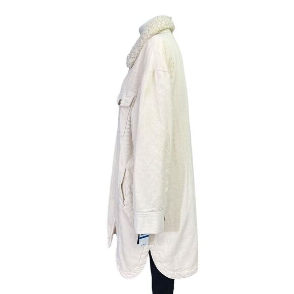 Lucky Brand Womens Corduroy Sherpa Trim Quilt Lined Button Down Coat sz XL‎ NEW - Picture 4 of 11